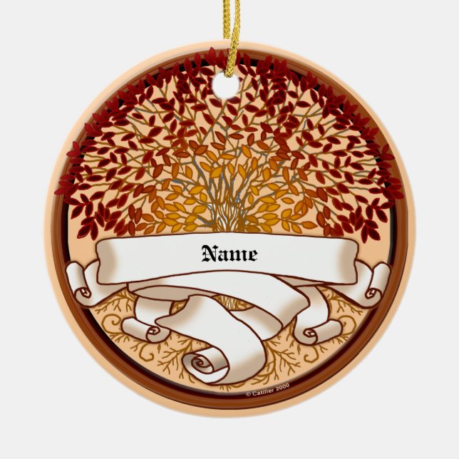Ornamento De Cerâmica Árvore genealógica da família Crimson (Frente)