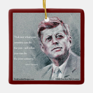 Ornamento De Cerâmica Árvore JFK & Quote