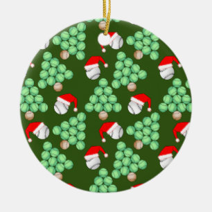 Ornamento De Cerâmica Árvore Natal Baseball Santa Hats