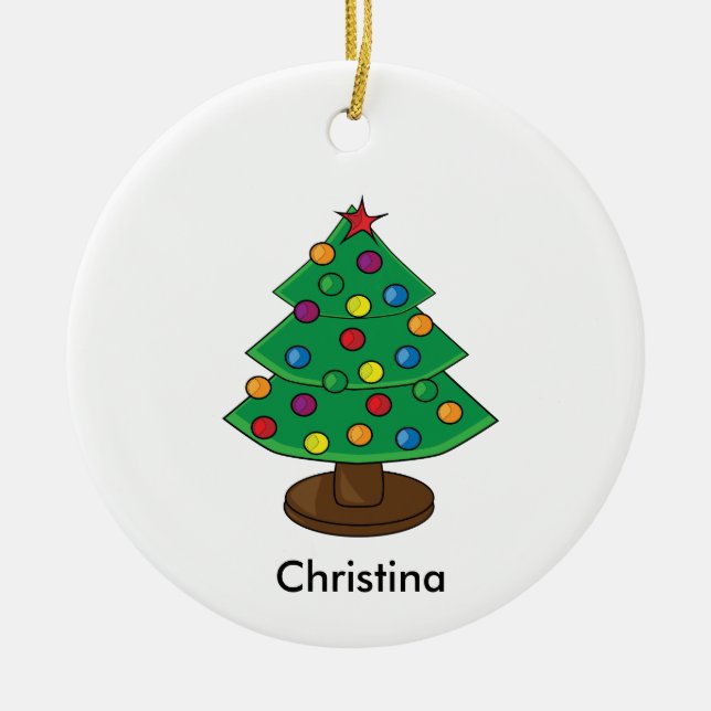 Ornamento De Cerâmica Árvore Natal de três níveis personalizada (Frente)