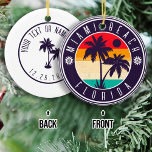 Ornamento De Cerâmica Árvore Retro Palm da Flórida de Miami Beach Viagem<br><div class="desc">Miami Beach Flórida Areia Palmeiras Tropicais Souvenirs. Miami Beach Florida - Retro Tropical Palm Tree 60s Souvenirs Vintage design faz um excelente de Natal ou presente de aniversário para fãs das praias da Flórida. A design de vibração do verão é um presente perfeito para amantes de viagem e fãs de...</div>
