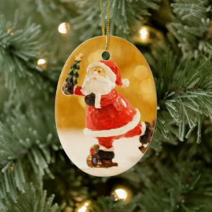 ORNAMENTO DE CERÂMICA ÁRVORE SKATER PAPAIS NOEIS XMAS