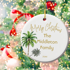 Ornamento De Cerâmica Árvore Tropical de Palma da Família Natal