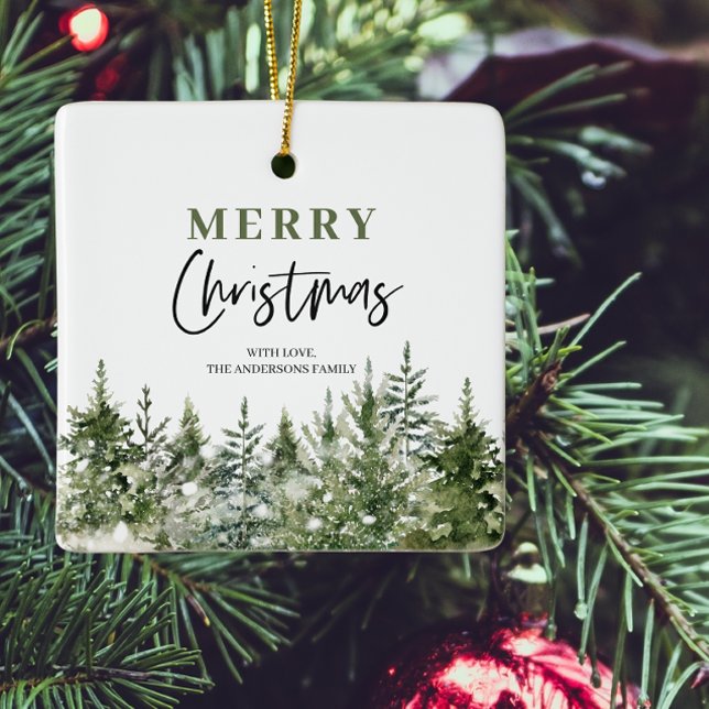 Ornamento De Cerâmica Árvore Verde Natal | Feliz Natal (Criador carregado)
