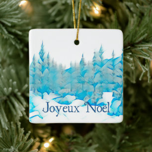 Ornamento De Cerâmica Árvores Azuis de Neve - Joyeux Noël