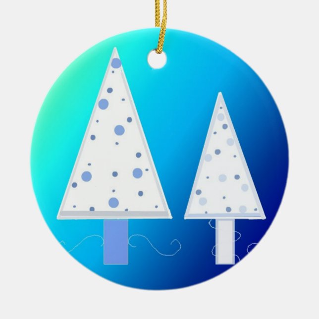 Ornamento De Cerâmica Árvores de Natal Brancas Elegantes (Frente)