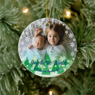 Ornamento De Cerâmica Árvores de Natal Brancas Neves Alegrem-se ao Mundo