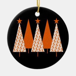 Ornamento De Cerâmica Árvores de Natal - fita alaranjada