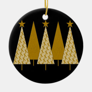 Ornamento De Cerâmica Árvores de Natal - fita Dourado