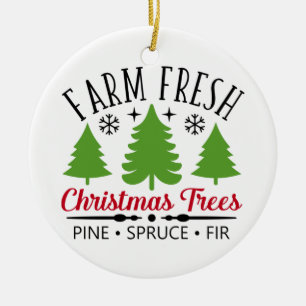 Ornamento De Cerâmica Árvores de Natal frescas de fazenda