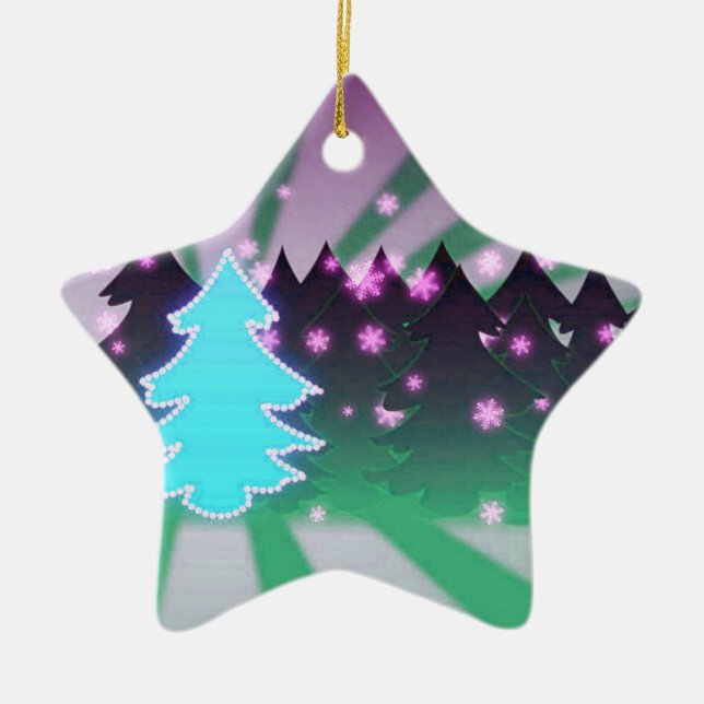 Ornamento De Cerâmica Árvores de Natal Matizes de Verde (Frente)