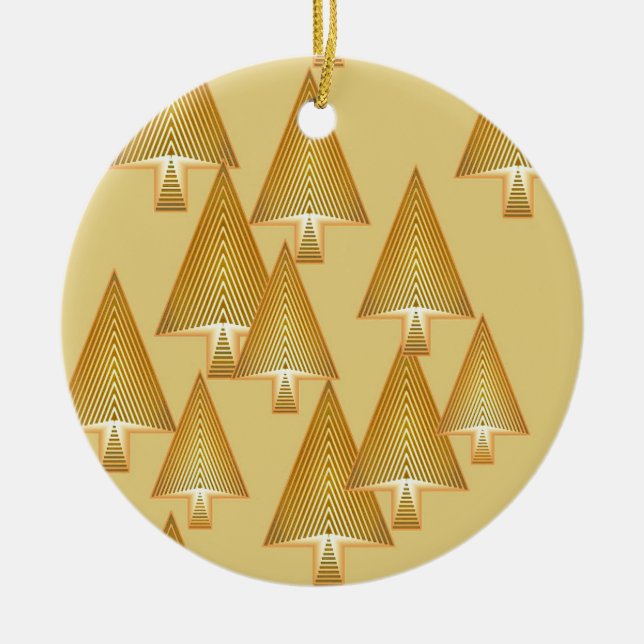 Ornamento De Cerâmica Árvores de Natal metálicas modernas - ouro amarelo (Frente)