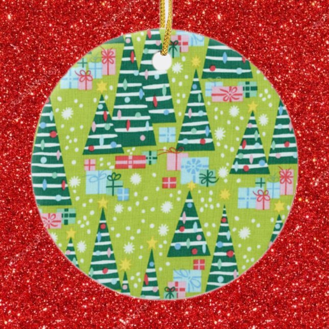 Ornamento De Cerâmica Árvores de Natal retrógradas (Criador carregado)