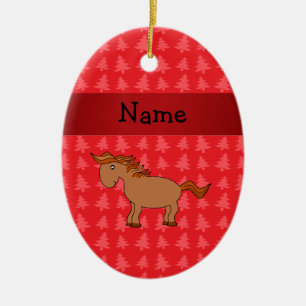 Ornamento De Cerâmica Árvores de Natal vermelhas personalizadas do