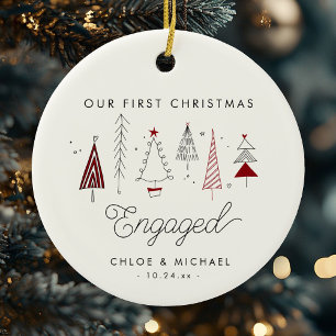 Ornamento De Cerâmica Árvores Whimsical Envolvidas No Primeiro Natal, Bo