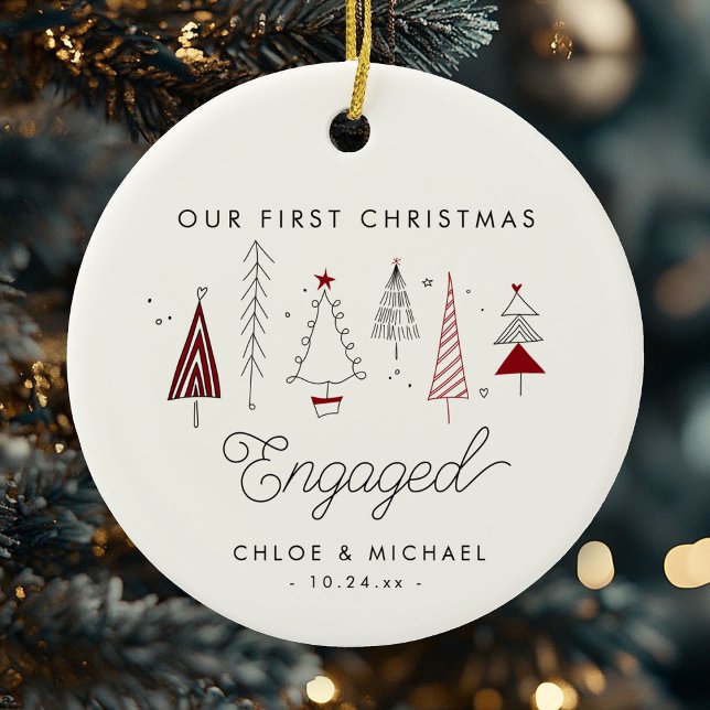 Ornamento De Cerâmica Árvores Whimsical Envolvidas No Primeiro Natal, Bo (Criador carregado)