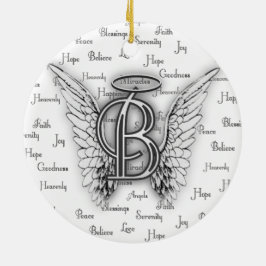 Ornamento De Cerâmica As asas do anjo com positivo exprimem o monograma