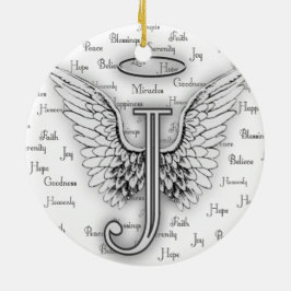 Ornamento De Cerâmica As asas do anjo com positivo exprimem o monograma