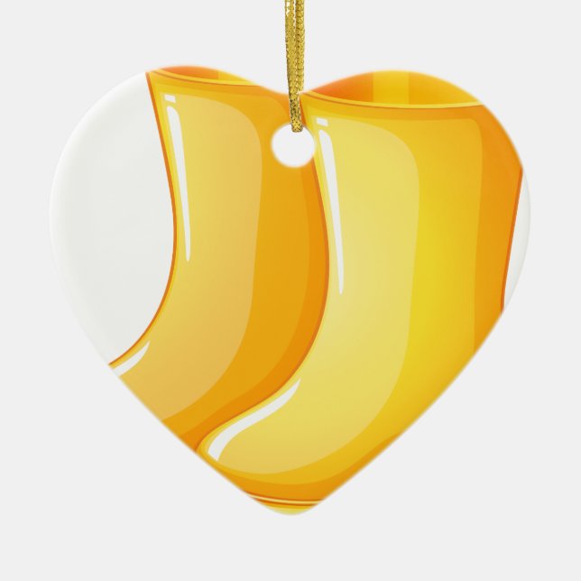 Ornamento De Cerâmica As botas de borracha amarelas (Frente)