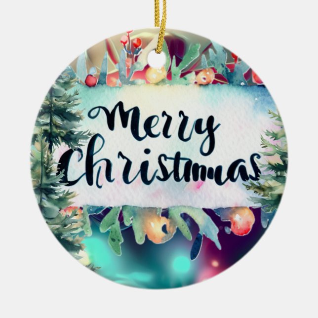 Ornamento De Cerâmica As Cores do Natal (Frente)