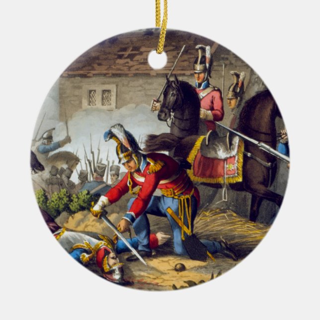 Ornamento De Cerâmica As guardas de cavalo na batalha de Waterloo, (Frente)
