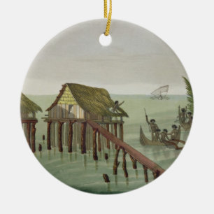 Ornamento De Cerâmica As habitações do tribo de Papu, Rawak, chapeiam