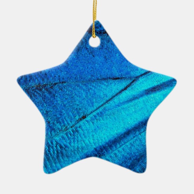 Ornamento De Cerâmica Asa Azul Iridescente da Borboleta (Frente)