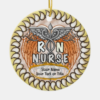 Ornamento De Cerâmica Asas de Caduceu enfermeira de rn