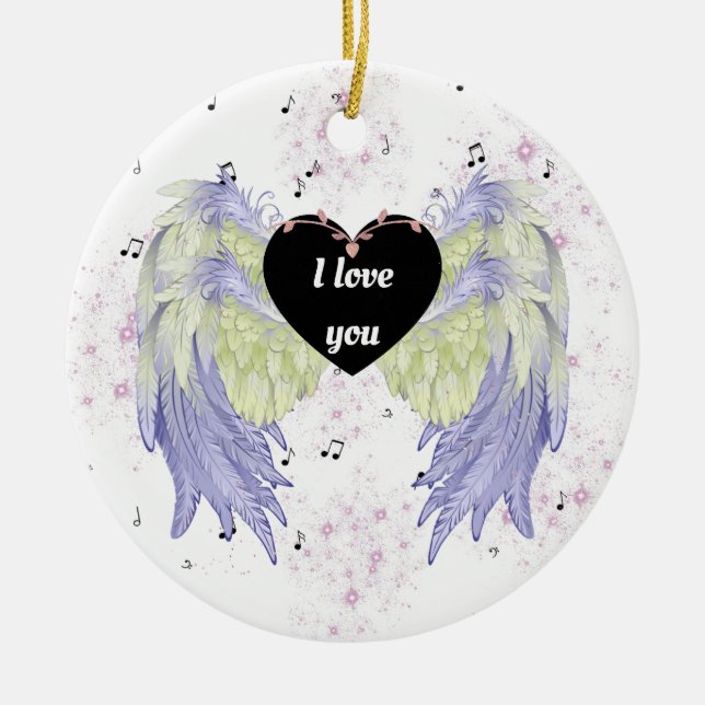 Ornamento De Cerâmica asas do arco-íris (Frente)