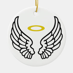 Ornamento De Cerâmica Asas e halo do anjo