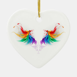 Ornamento De Cerâmica Asas Fluffy Rainbow