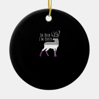 Ornamento De Cerâmica Asexual Flag Oh Deer Queer Pride Funny LGBT Design