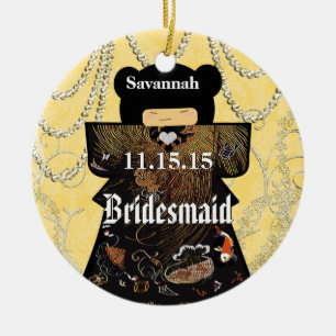 Ornamento De Cerâmica Asiático Kimono Birdesmaid Oferece Mudanças no Cor