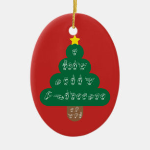 Ornamento De Cerâmica ASL - Muito o Feliz Natal a você Ornament