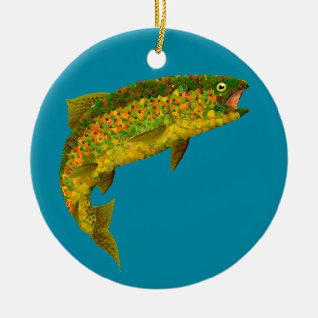 Ornamento De Cerâmica Aspen Arco-Íris Folha 3 (Frente)