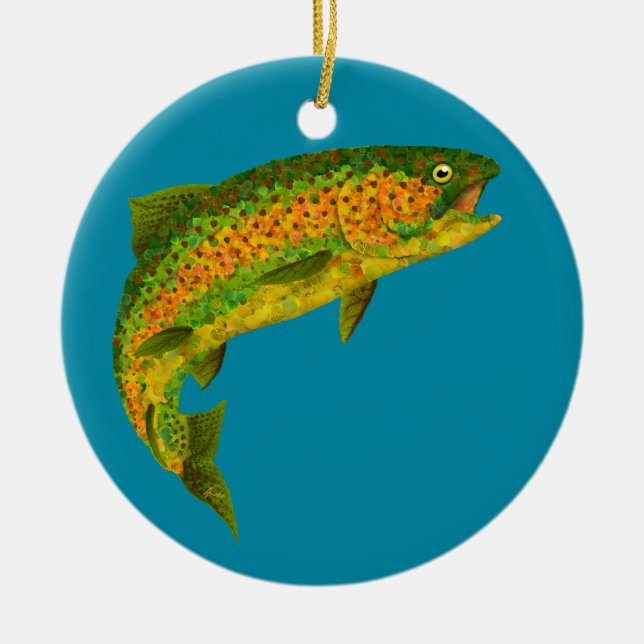 Ornamento De Cerâmica Aspen Arco-Íris Folha 4 (Frente)