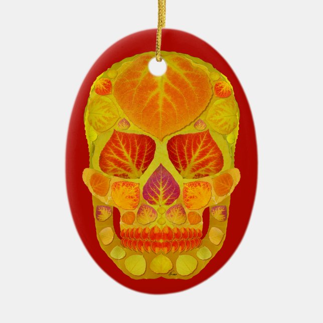 Ornamento De Cerâmica Aspen Folha Crânio 13 (Frente)