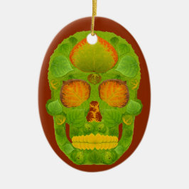 Ornamento De Cerâmica Aspen Folha Skull 10