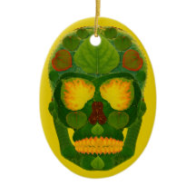 Aspen Leaf Skull 9 Cerâmica Ornament