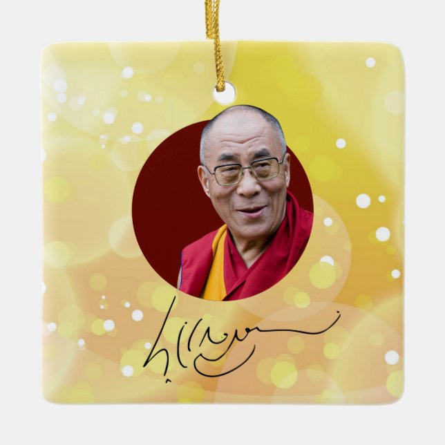 Ornamento De Cerâmica assinatura 14 Dalai Lama (Frente)