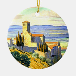 Ornamento De Cerâmica Assisi, Itália - pintura de arte
