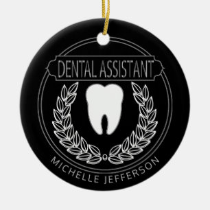 Ornamento De Cerâmica Assistente de 🦷 dentária - Preto, Branco e Pratea