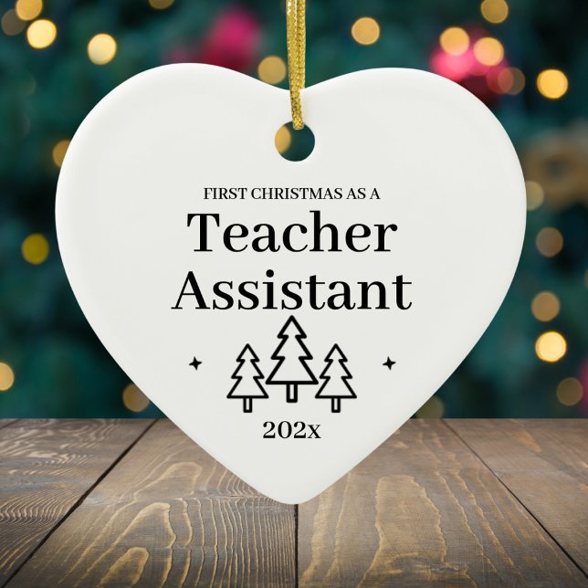 Ornamento De Cerâmica Assistente de Professores Primeiro Novo Trabalho d (Teacher Assistant First Christmas New Job Ceramic Ornament
)