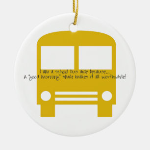 Ornamento De Cerâmica Assistente do ônibus um ônibus do amarelo do