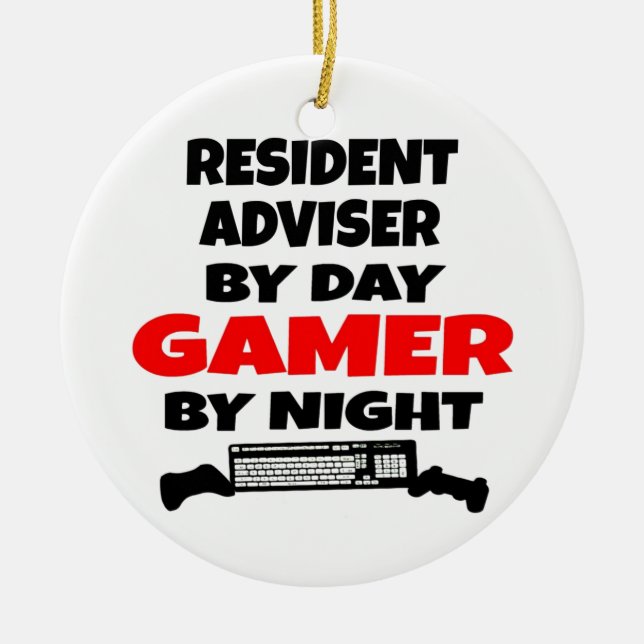 Ornamento De Cerâmica Assistente Residente Gamer (Frente)