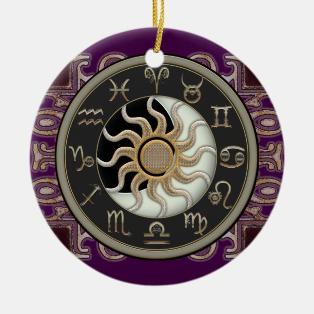 Ornamento De Cerâmica Astrologia Sun e lua personalizada (Frente)