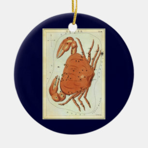 Ornamento De Cerâmica Astrologia Zodiacal Vintage Câncer Constelação do 