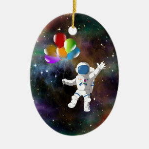 Ornamento De Cerâmica Astronauta com Balões
