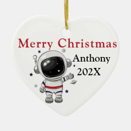 Ornamento De Cerâmica Astronauta de Árvore de Natal Personalizada