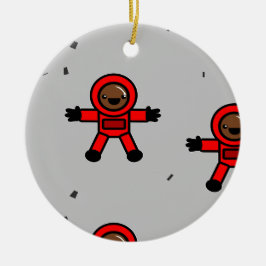 Ornamento De Cerâmica Astronautas de terno vermelho em cinzas